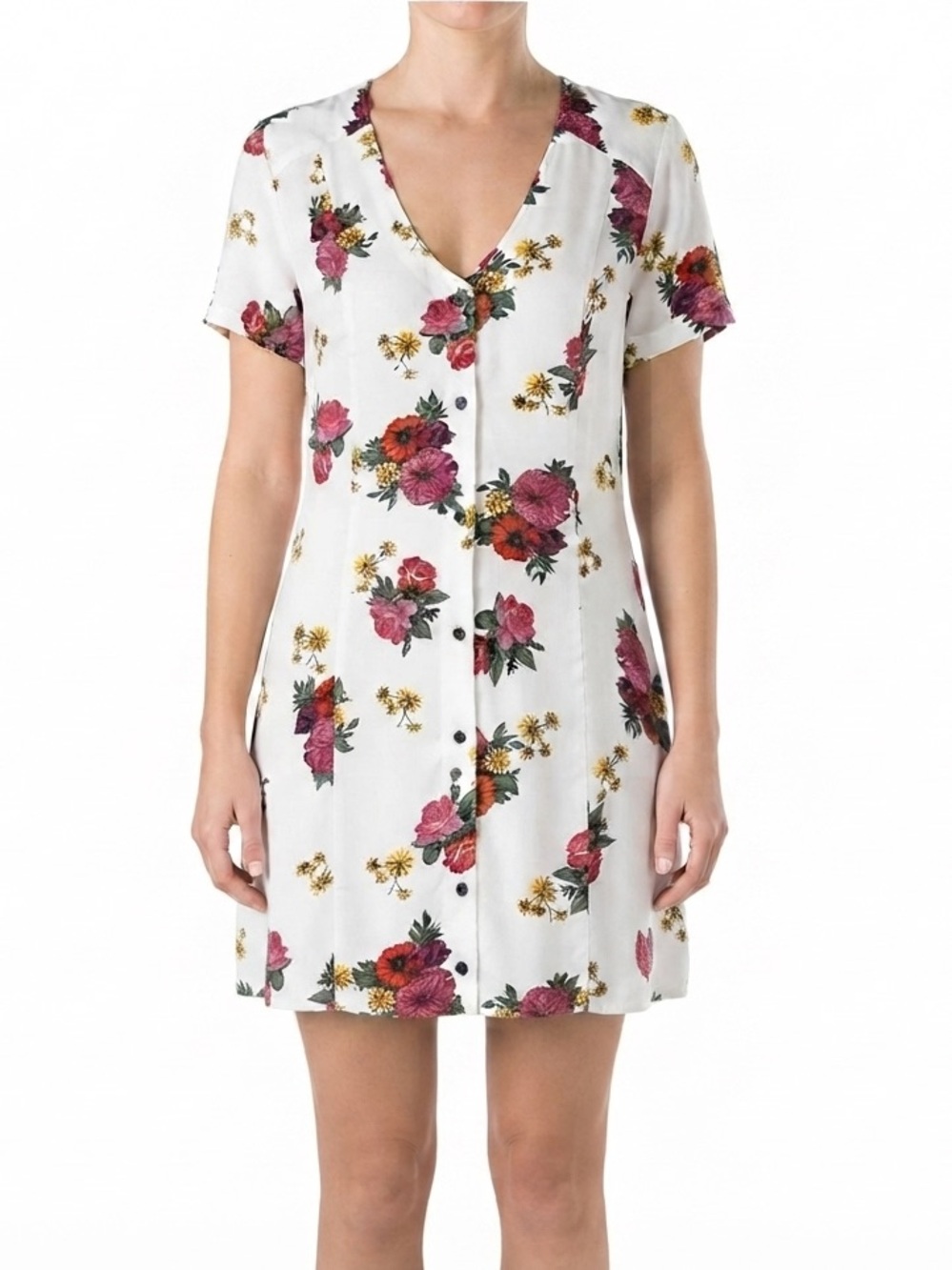 Vans Resort 70’s Floral Midi Shirt Dress Retro Hippie Brunch Dress Sz L Skater